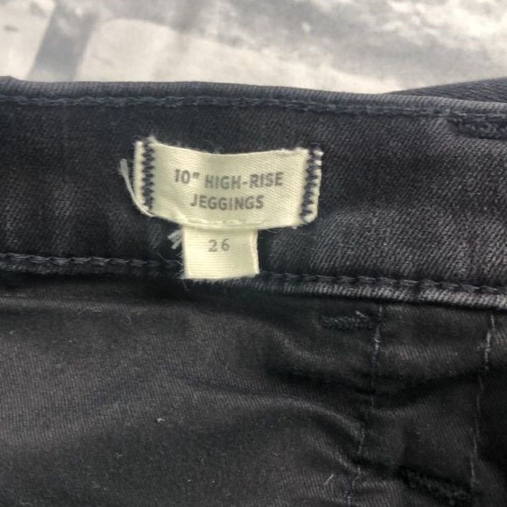 Madewell 10" High Rise Jeans Faded Black Exposed Button Fly Raw Hem Denim 26 - Picture 12 of 13